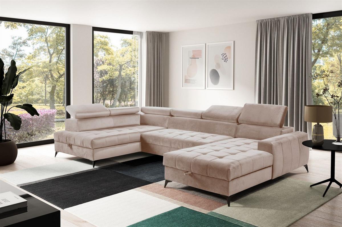 WOHNLANDSCHAFT Agnesa In Salvador - Beige, Holzwerkstoff/Textil (345/95/200cm) - Fun Möbel