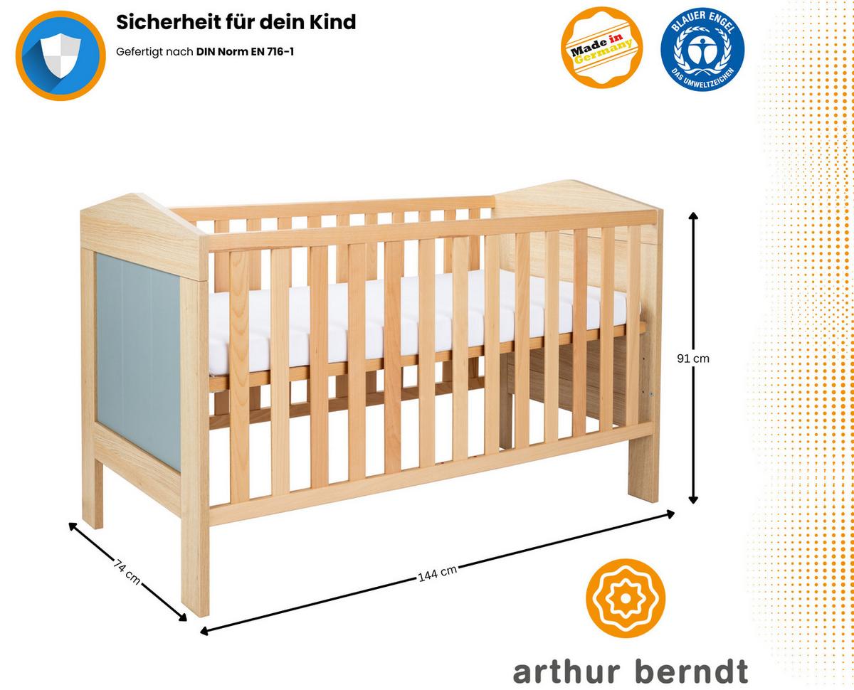 BABYBETT Roofy - Salbeigrün/Eichefarben, Holz/Holzwerkstoff - arthur berndt