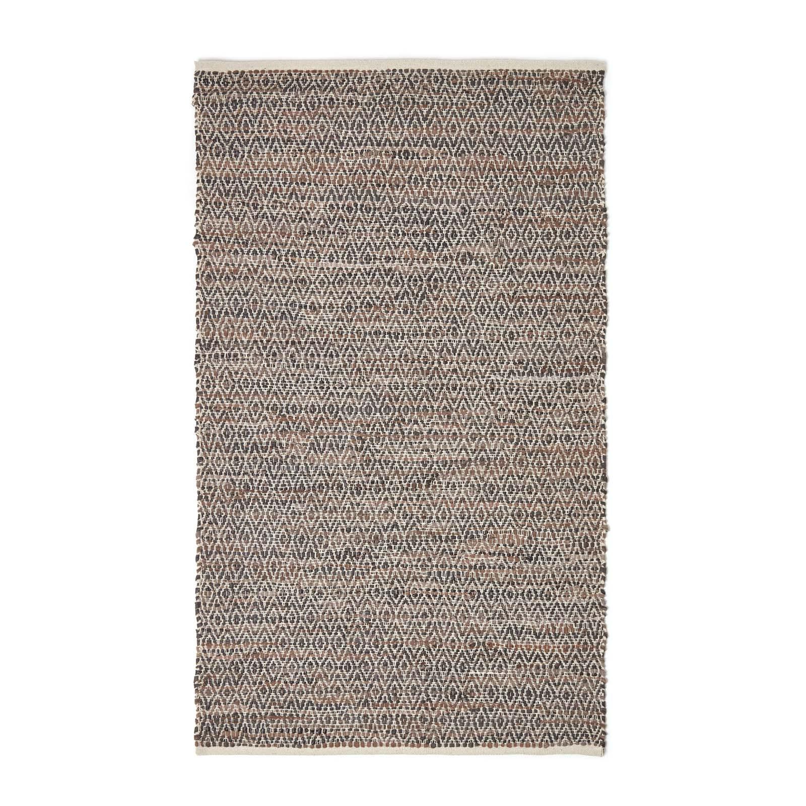 LEDERTEPPICH gewebt mit Rautenmuster 150/240 cm - Braun, Leder (150/240cm) - Homescapes