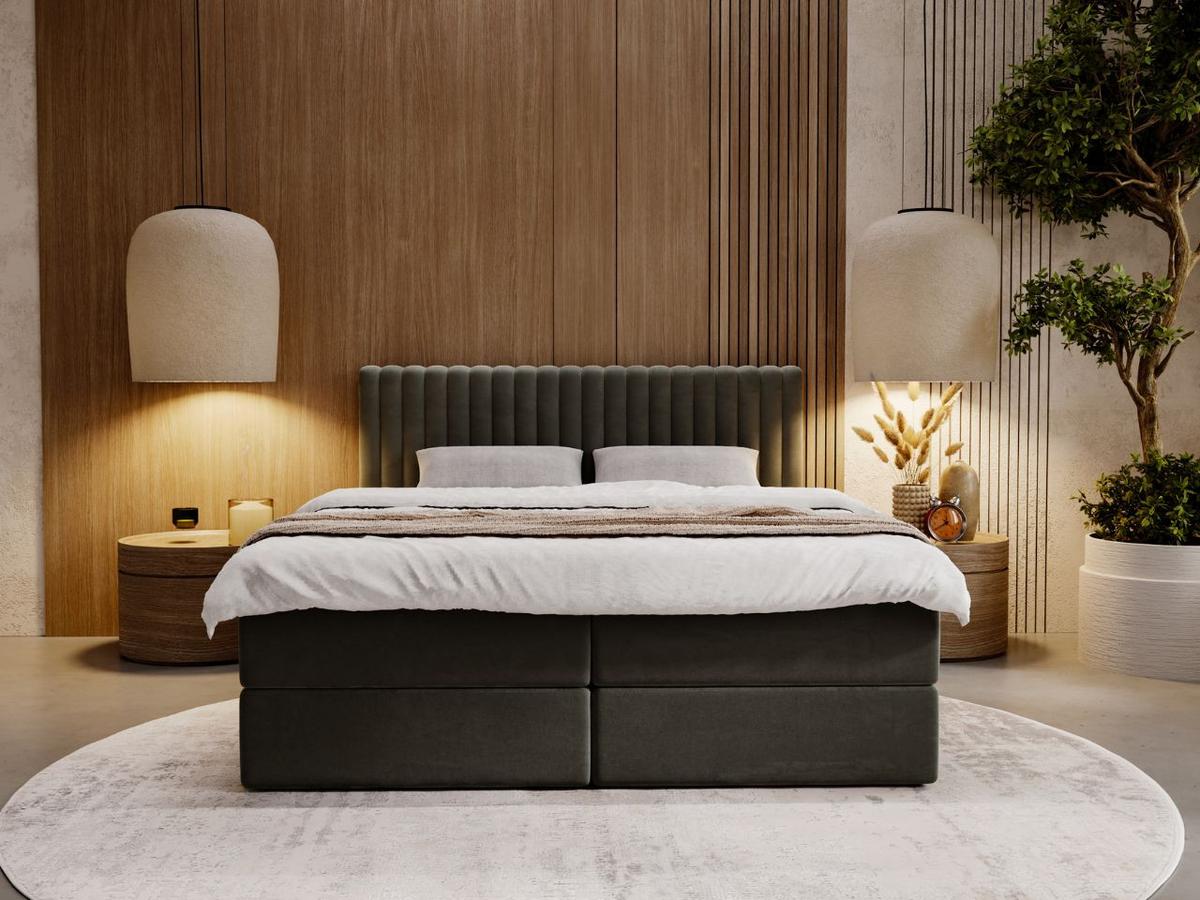 BOXBETT Marbella 200x200 Dunkelgrau - Dunkelgrau, Holz/Textil (200/200cm) - Graingold