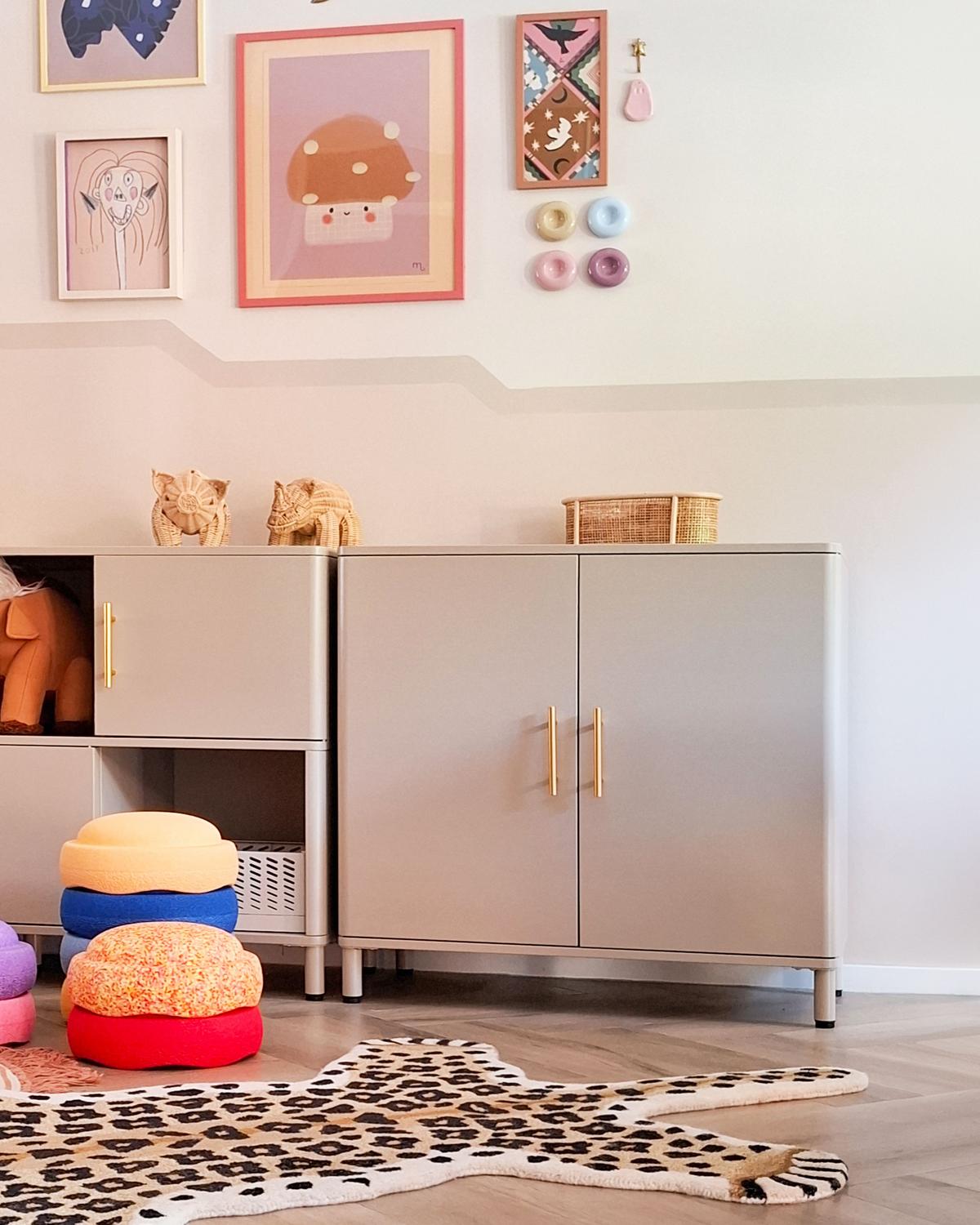 SIDEBOARD mit 2 Türen Metall Beige Ombura - Beige, Metall (80/80/40cm) - Beliani