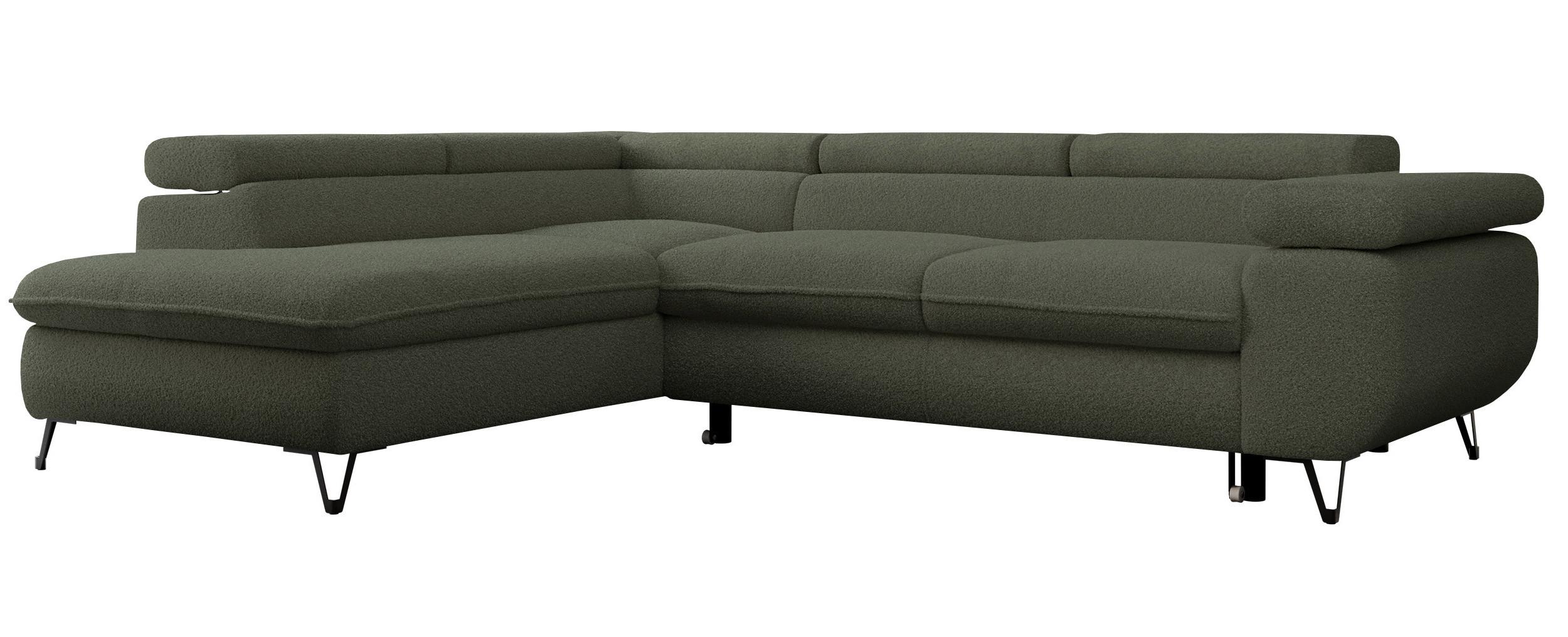 ECKSOFA PEDRO L Grün Boucle - Links Seite - Schwarz/Grün, Textil/Metall (208/273cm) - MKS