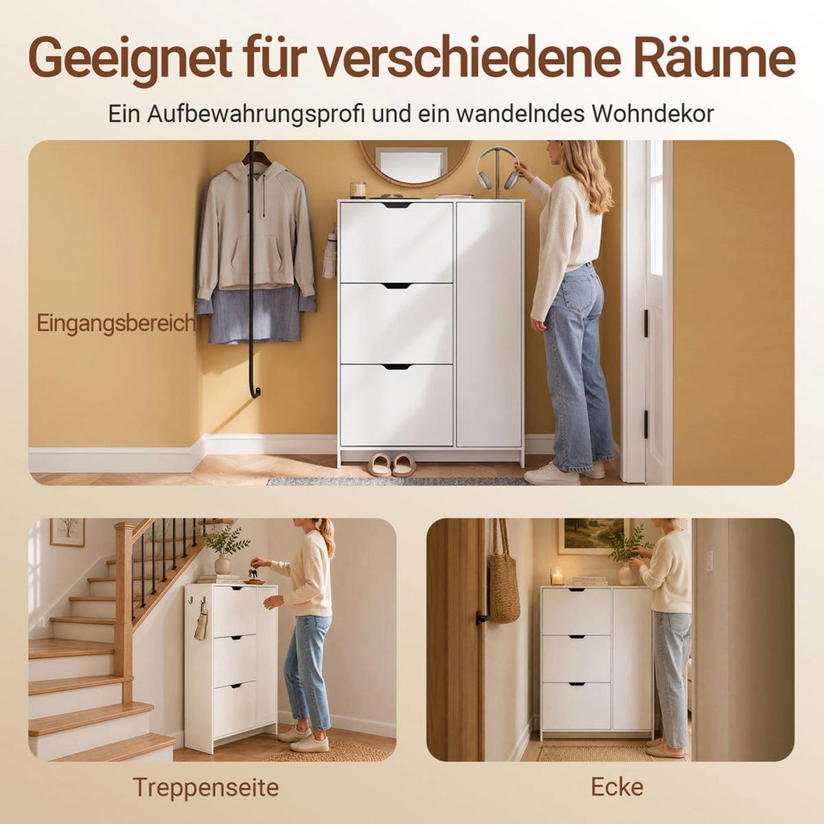 SCHUHKIPPER schmal 24 cm, Schuhschrank Weiß - Weiß, Holzwerkstoff (84/121/24cm) - SoBuy