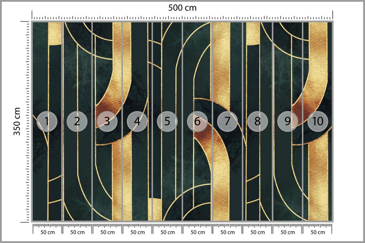 FOTOTAPETE für Büro Imitation Goldene Abstraktion Formen Geometrisch 500x350 - Schwarz, Papier (500/350cm) - Muralo