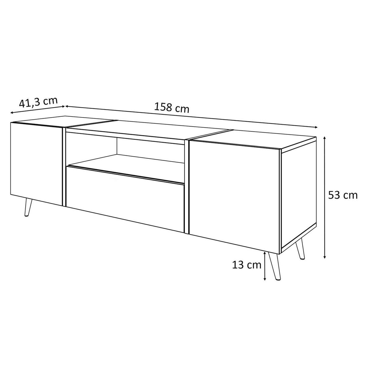 TV-ELEMENT ONYX AUF GOLDENEN BEINEN HOCHGLANZ 158 CM - Weiß, Holzwerkstoff (158/53/41.3cm) - Lookway
