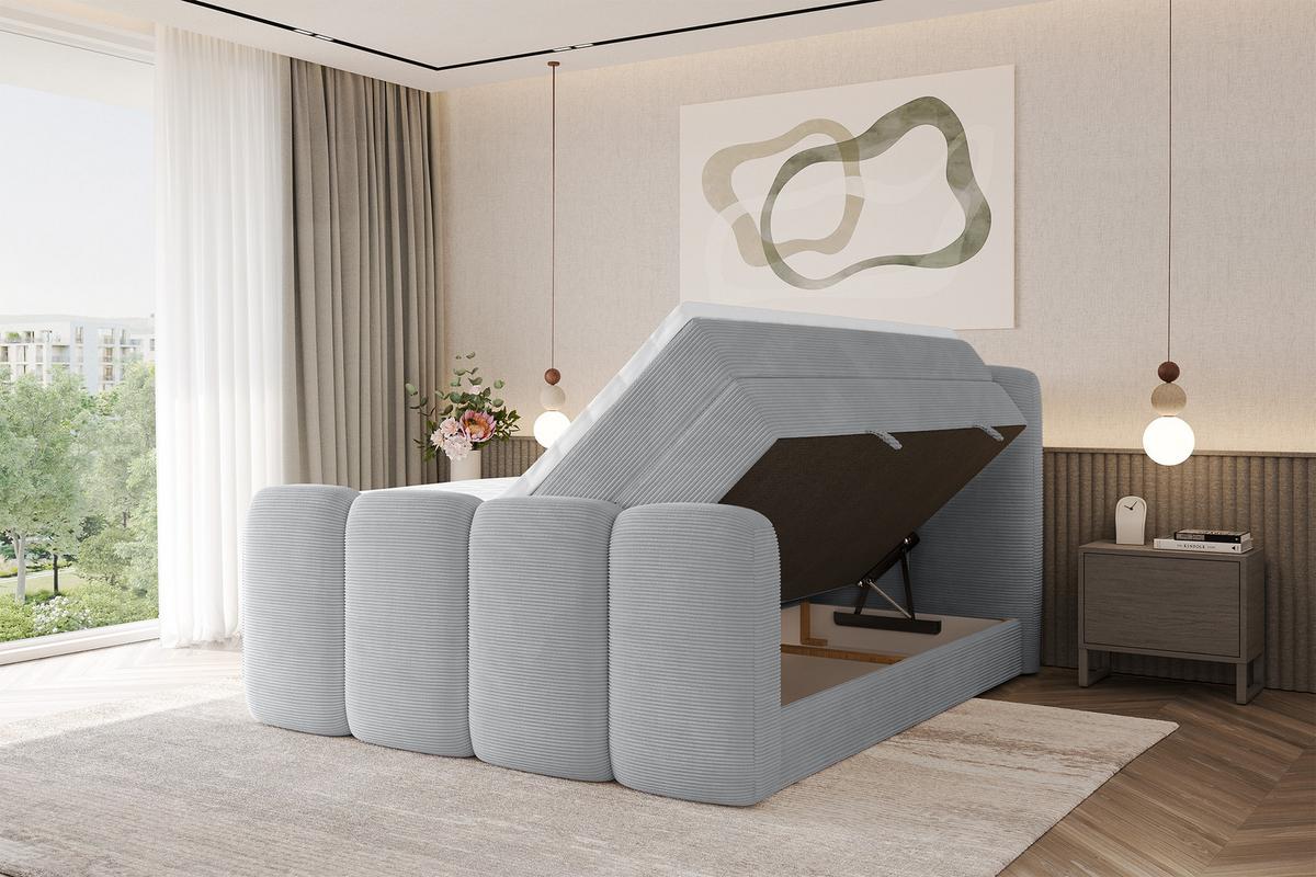 BOXSPRINGBETT mit Matratze H3/H4 - NINA-Z KING - 140x200 cm Grau - Silberfarben, Holzwerkstoff (140/200cm) - ALTDECOR