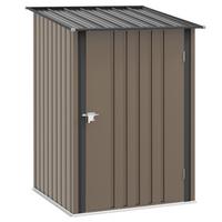 GERÄTEHAUS aus Stahl, 0,92 m² Geräteschuppen mit Pultdach für Balkon Braun - Braun, Metall (103/160/100cm) - Outsunny