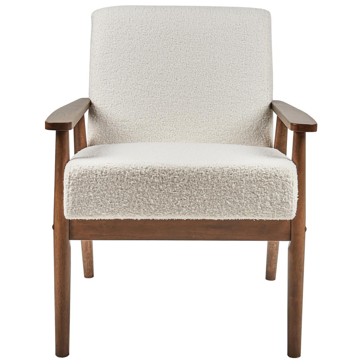 SESSEL Weiß Esrum - Creme/Braun, Textil (62/79/80cm) - Beliani