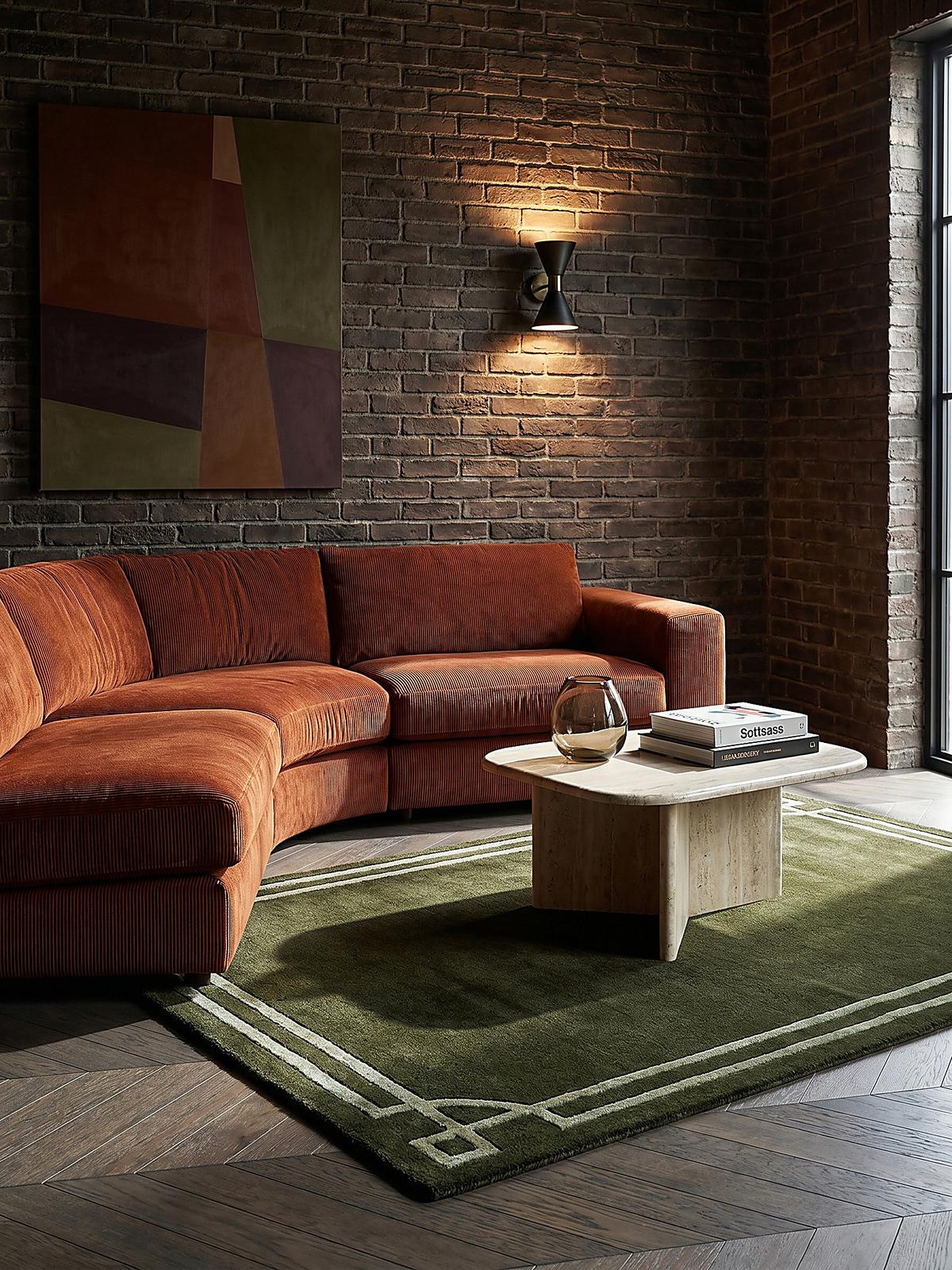WOLLTEPPICH GLEN, mit Bordüre, Grün, 120 x 170 cm - Grün, Textil (170/120cm) - KADIMA DESIGN
