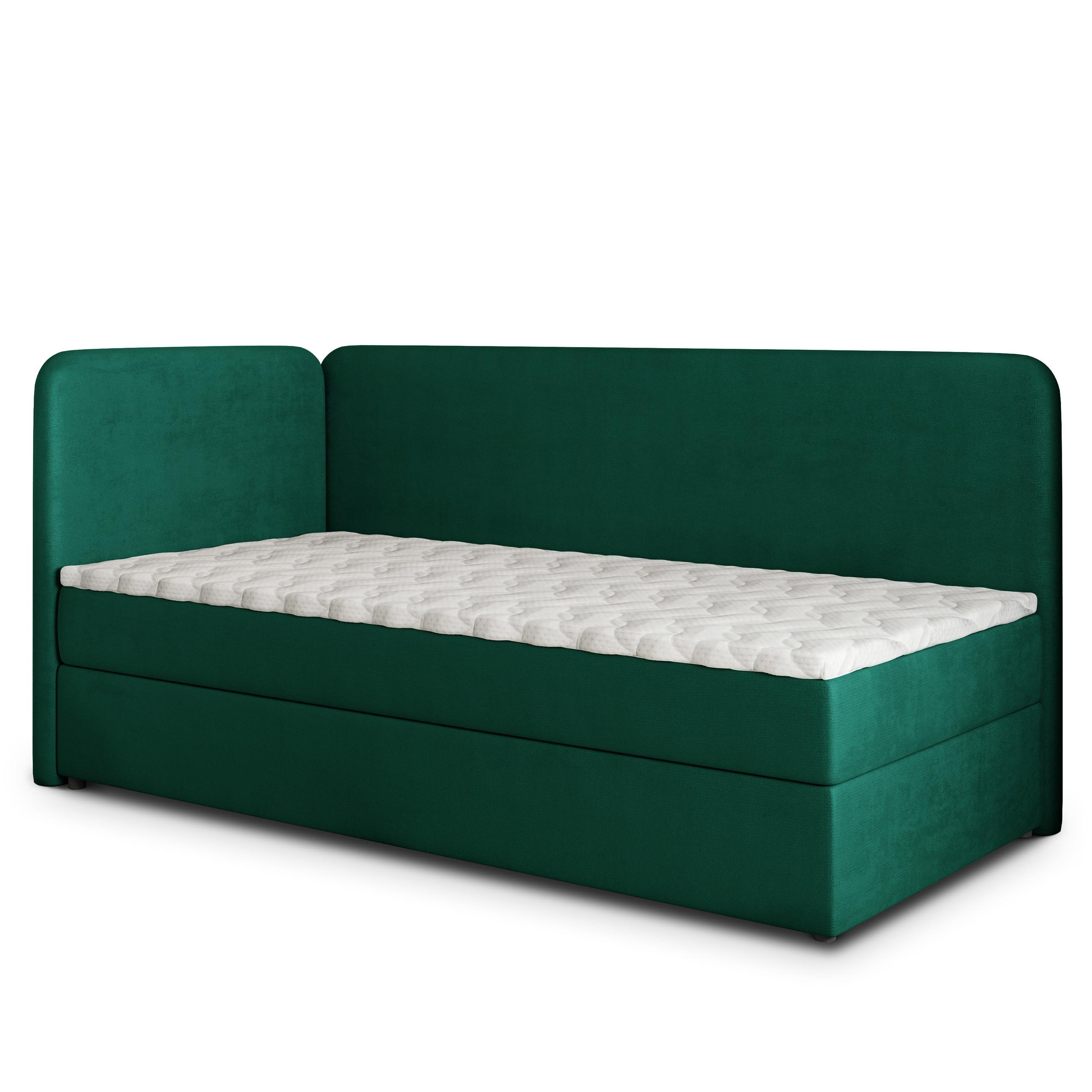 BOXBETT GINA 90x200 cm mit Matratze und Topper, H2+H3 - Grün - Grün, Holz (90/200cm) - MASSENO