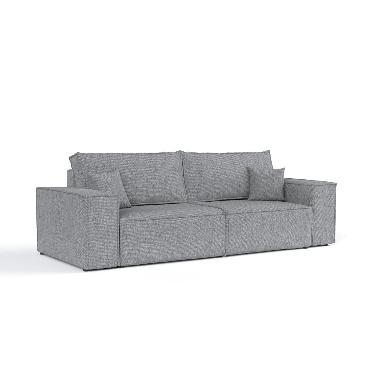 SOFA RESSO mit Schlaffunktion Grau im Neve Stoff - Schwarz/Grau, Holz/Holzwerkstoff (255/70/105cm) - AltaBeds