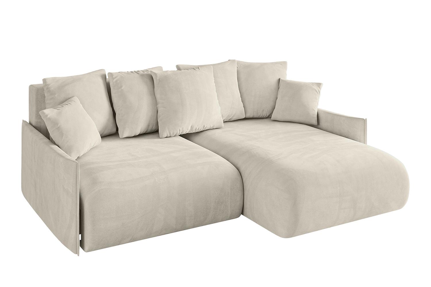 ECKSOFA Ottomane rechts ONESK-L-v1 216x177x72 Ecru Velours - Ecru, Holzwerkstoff/Kunststoff (177/216cm) - ALTDECOR