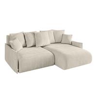 ECKSOFA Ottomane rechts ONESK-L-v1 216x177x72 Ecru Velours - Ecru, Holzwerkstoff/Kunststoff (177/216cm) - ALTDECOR