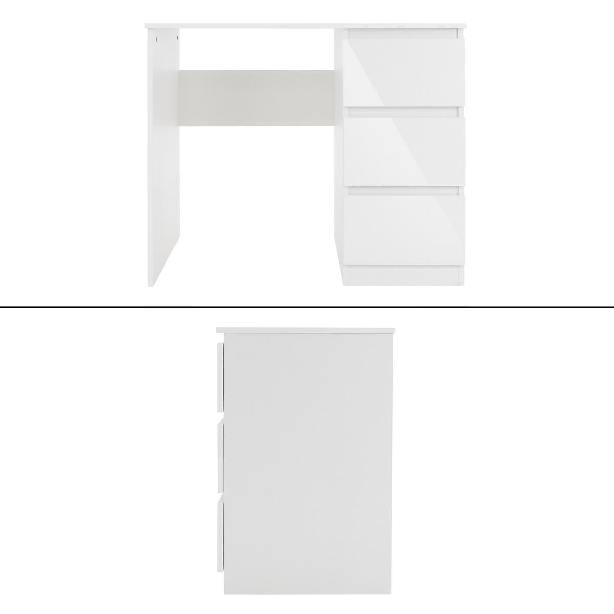 SCHREIBTISCH mit Unterschrank - Weiß Hochglanz, Holzwerkstoff (90/50/76cm) - ML-DESIGN