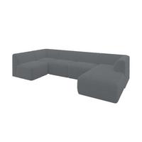 WOHNLANDSCHAFT Ottomane Rechts MOVO-L 345x180x78 cm Dunkelgrau Cord - Alufarben, Holzwerkstoff/Kunststoff (180/78/345cm) - ALTDECOR