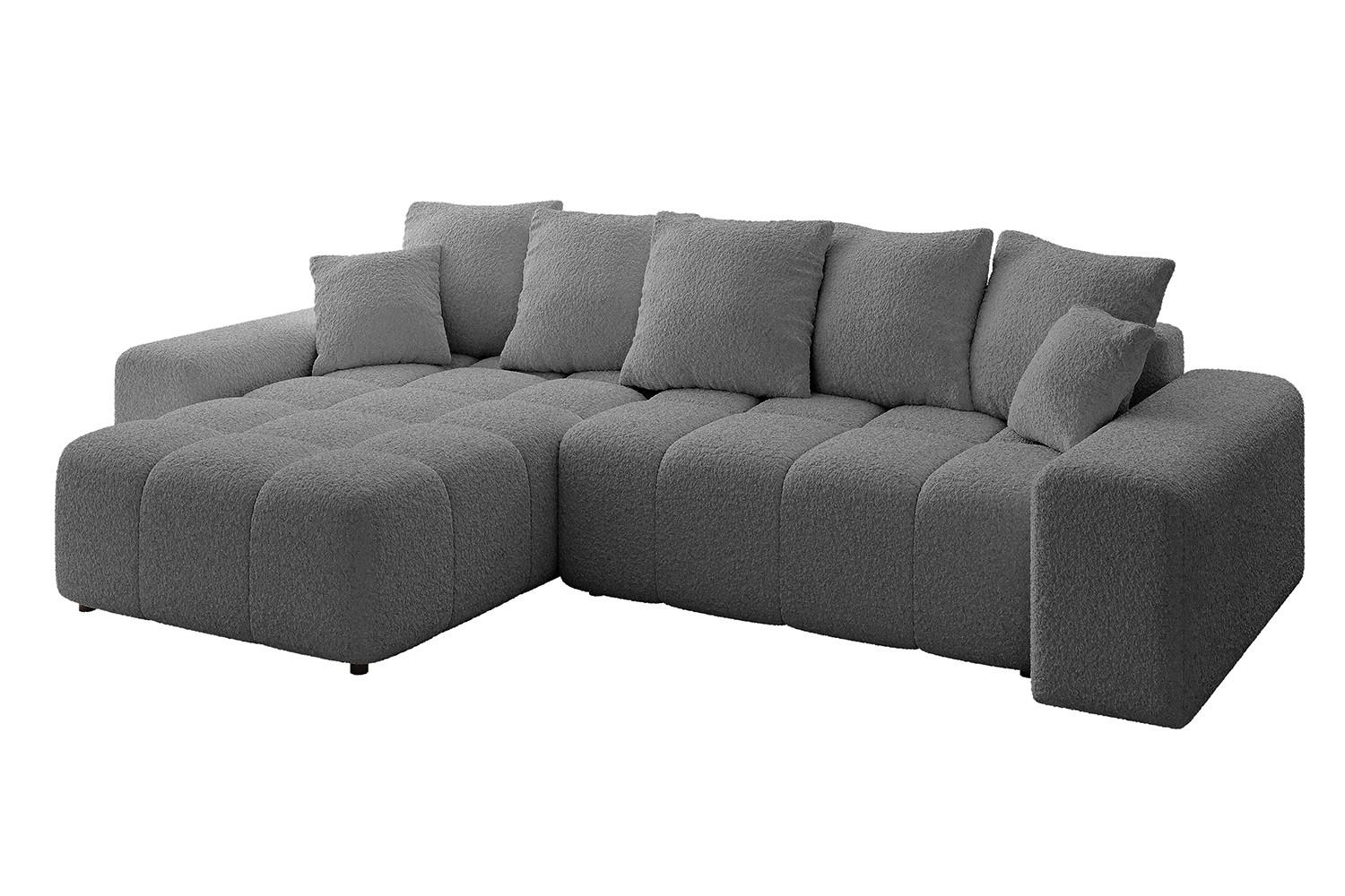 ECKSOFA Ottomane links ENIL-L 297x189x68 Grau Bouclé - Platinfarben, Holzwerkstoff/Kunststoff (297/189cm) - ALTDECOR