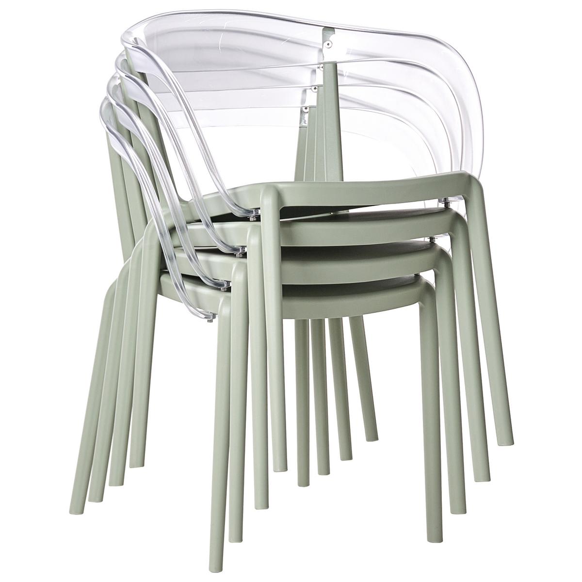 GARTENSTUHL 4er-Set stapelbar Hellgrün Malevizi - Hellgrün, Kunststoff (45/77/45cm) - Beliani
