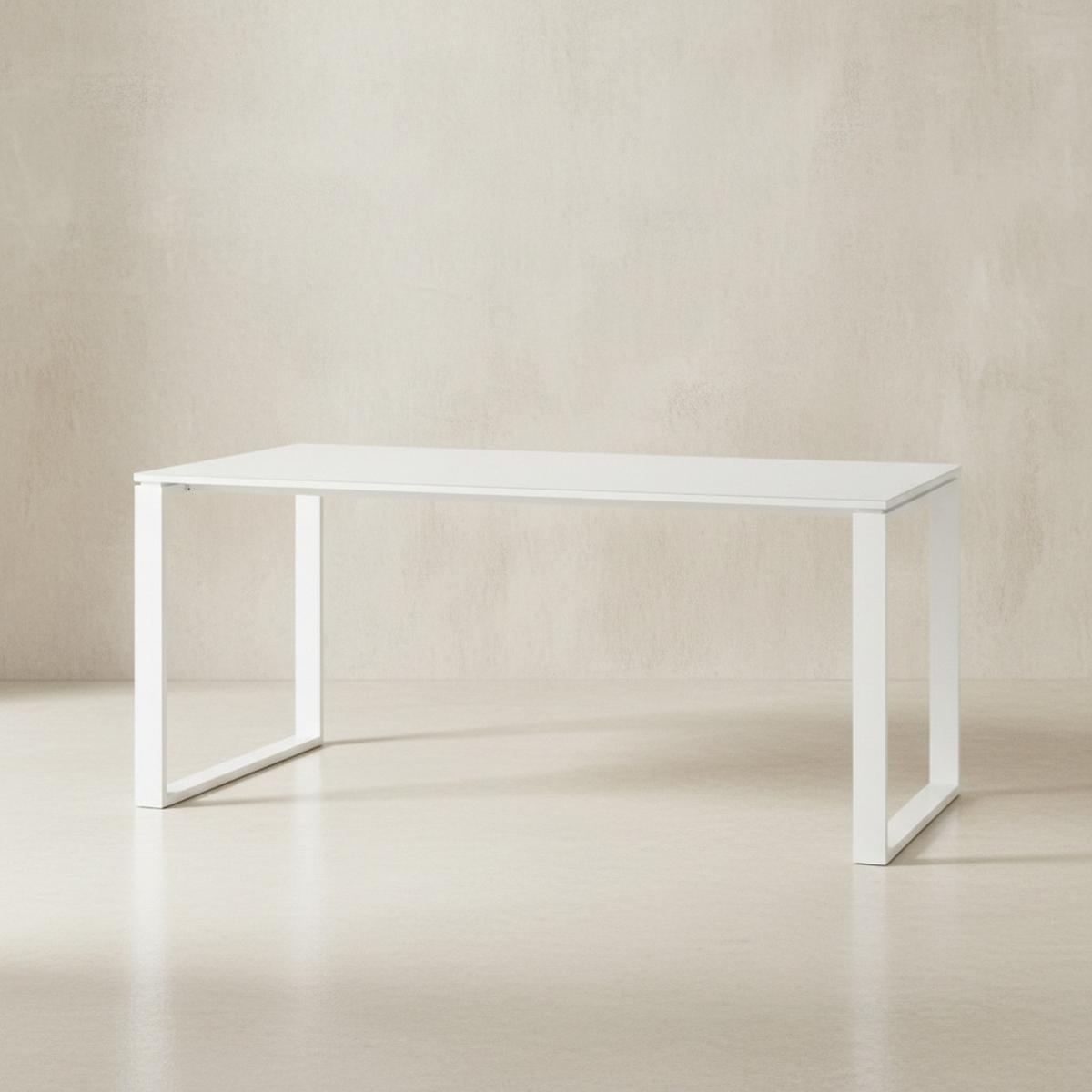 SCHREIBTISCH "Muenchen" Glasplatte & Kufengestell, 160x80 cm Weiß - Weiß, Holzwerkstoff/Metall (80/160/75cm) - KADIMA DESIGN