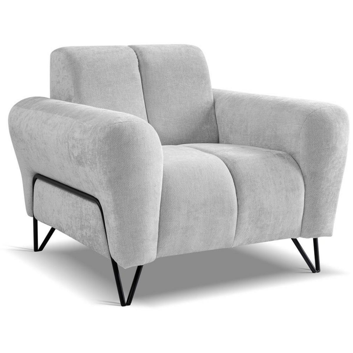 SITZGARNITUR Volare Sofas+Sessel, ohne Schlaffunktion, Hellgrau - Hellgrau/Schwarz, Textil/Metall (220/83/98cm) - Beautysofa