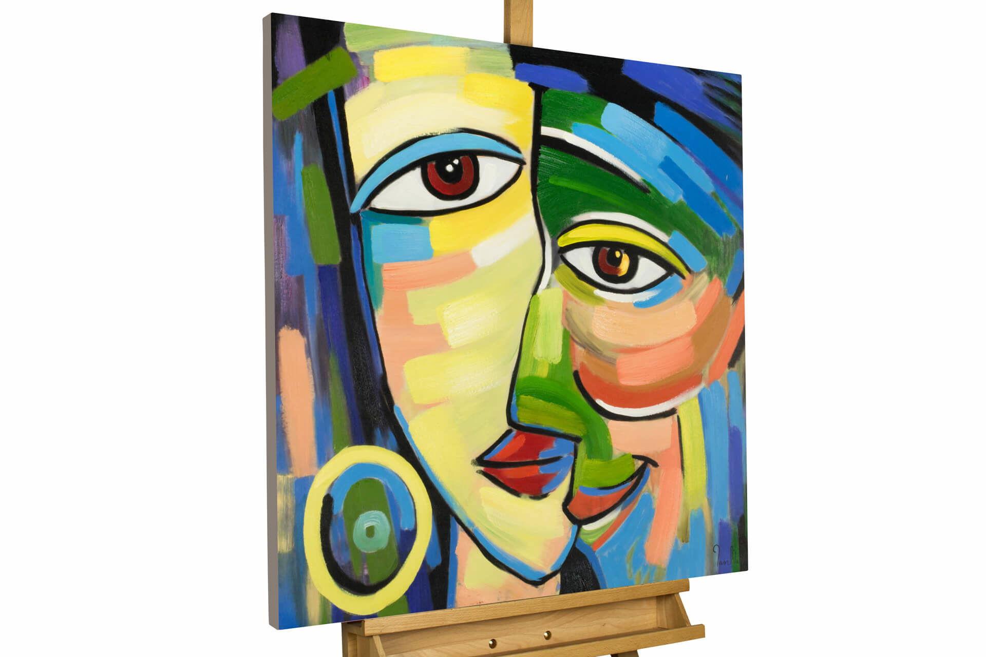 ÖLGEMÄLDE 80/80 cm - Blau/Multicolor, Holz/Textil (80/80cm) - KUNSTLOFT