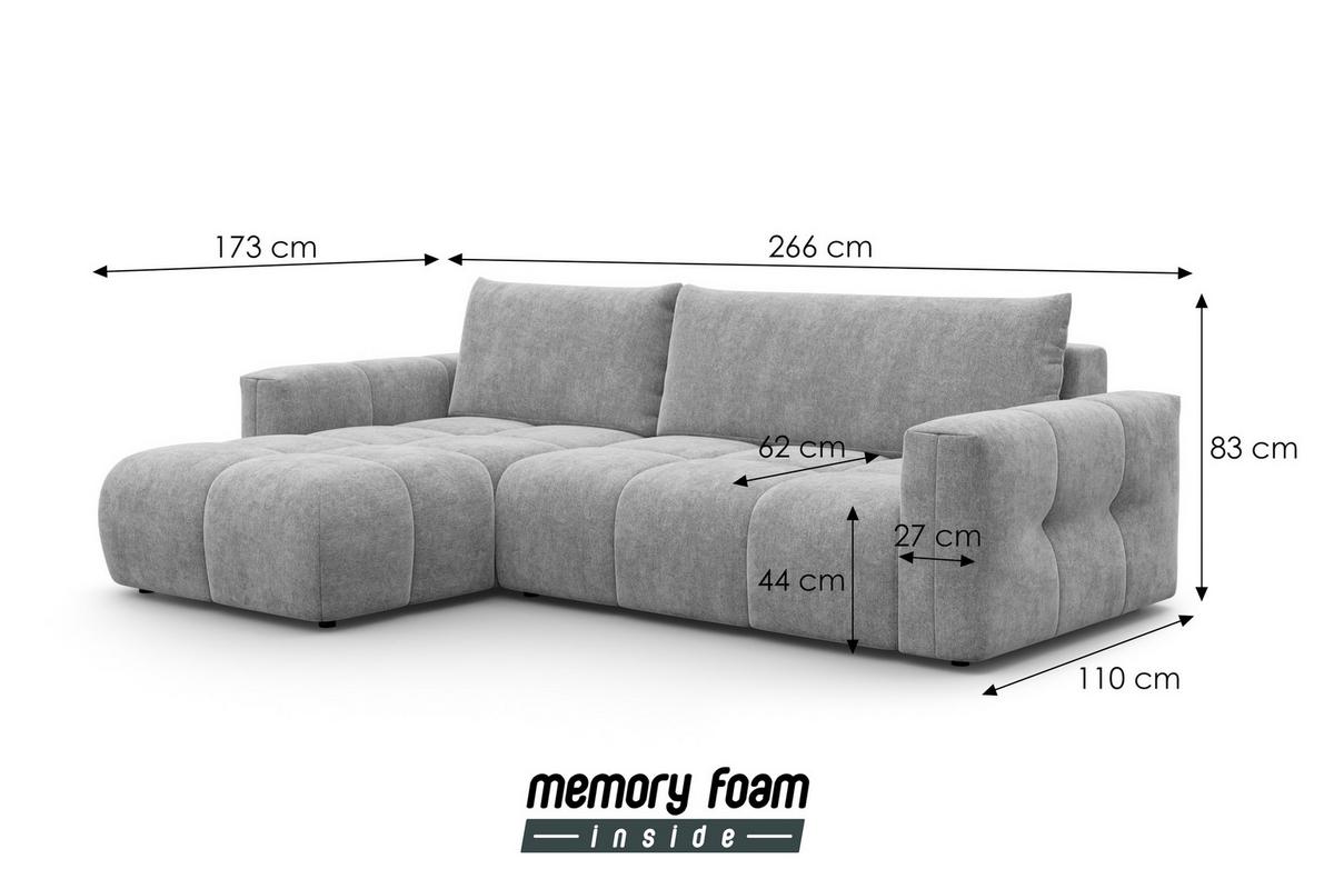 ECKSOFA VERONA 4-Sitzer links, Khaki - Schwarz/Grün, Holz/Textil (266/173cm) - Courtois Laville