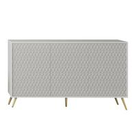SIDEBOARD Delvine 3T Weiß 154/78/38 cm – mit schwarzen Beinen und 3 verzierten Türen - Goldfarben/Weiß, Holzwerkstoff (154/78/38cm) - AX Living