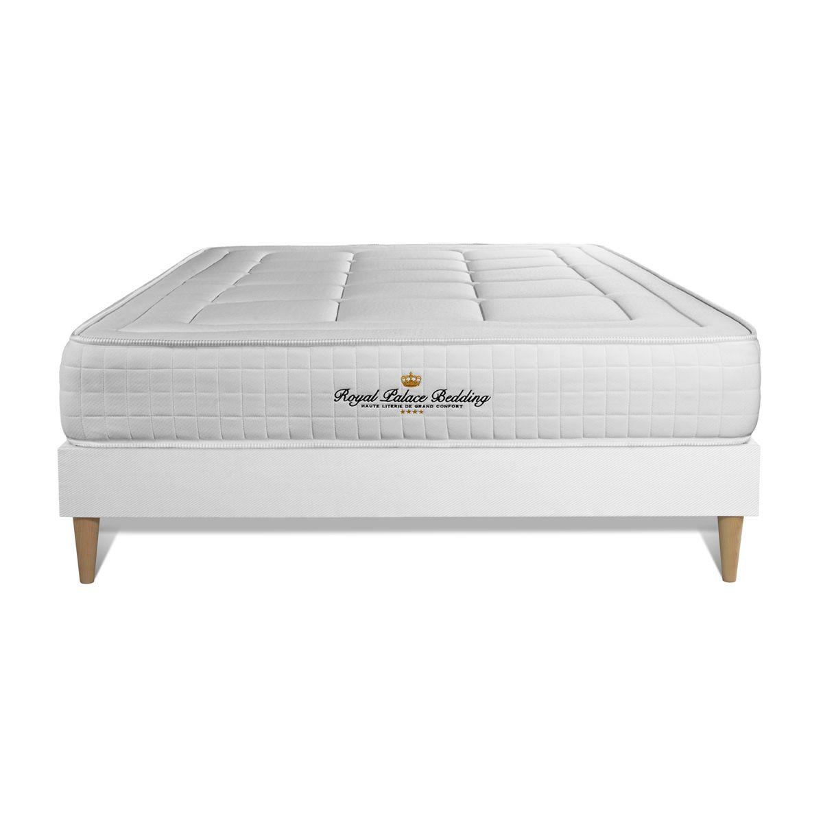BETT Balmoral Memory-Schaum 160 x 200 cm h3 - Kit Bettgestell Weiß - Beige/Weiß, Karton/Holz (160/200cm) - ROYAL PALACE BEDDING
