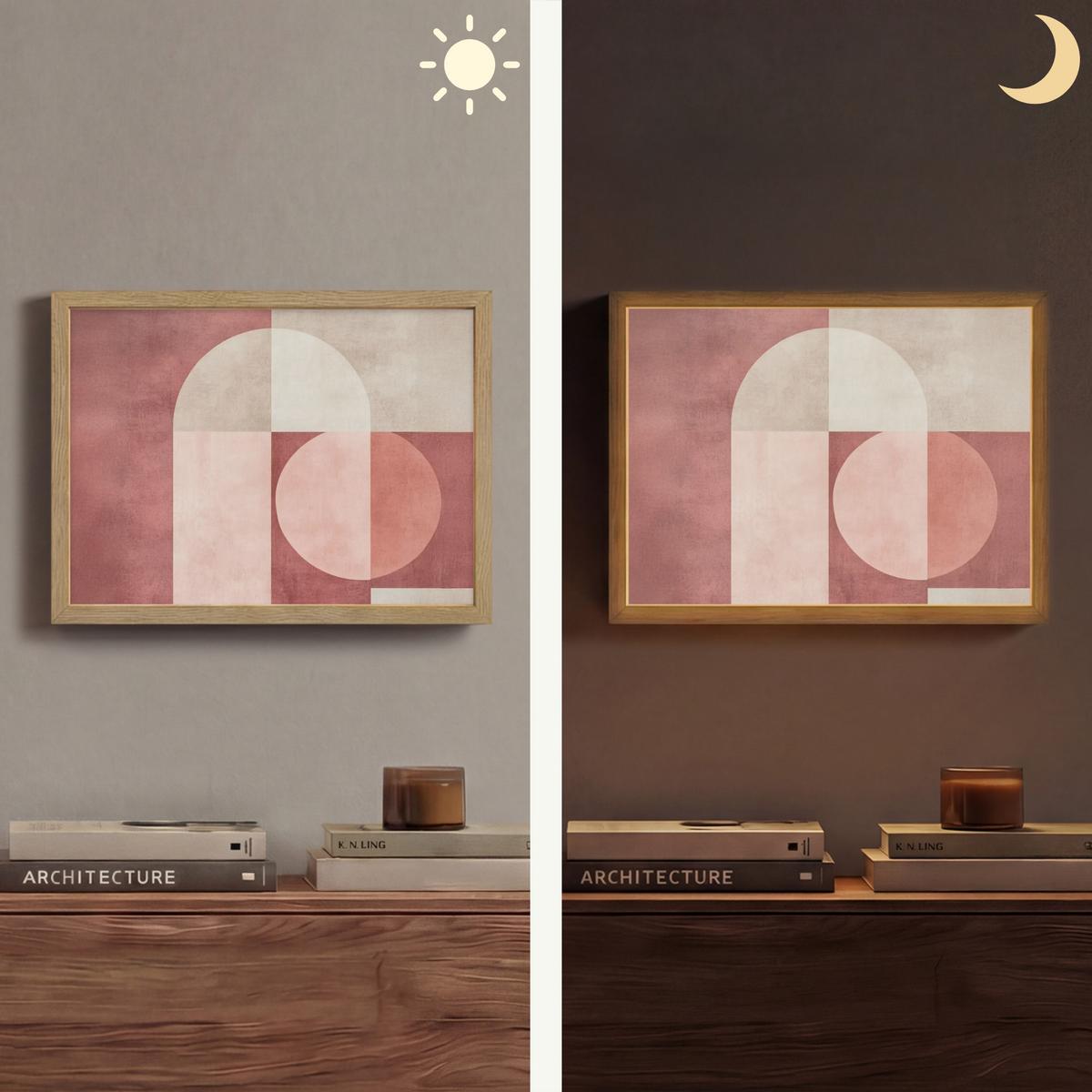 WANDLEUCHTE MIT AKKU Figuren - Abstrakt - Rosa 40x30 cm - Altrosa, Holzwerkstoff (40/30/8cm) - OnlyWow