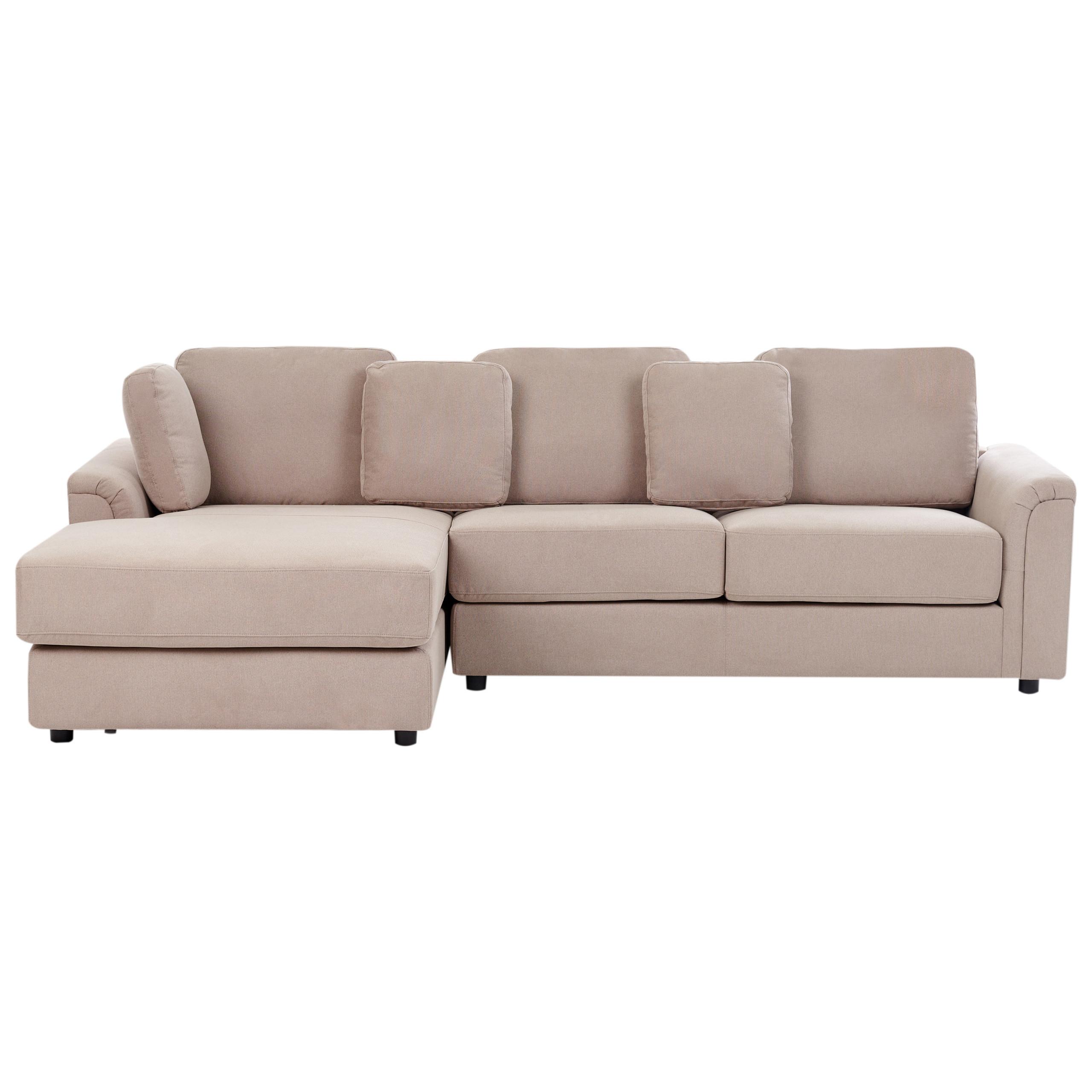 ECKSOFA 4-Sitzer Stoff Taupe rechtsseitig Kohlo - Taupe/Beige, Textil (268/154cm) - Beliani