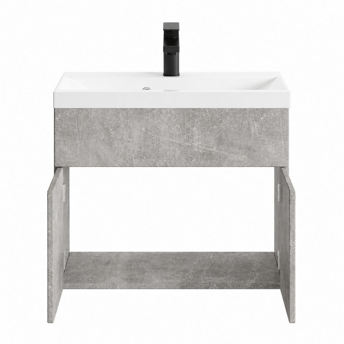 BADMÖBEL-SET Montreal 2 Teile Beton Grau - 60 x 35 x 51 cm - Grau, Holz (60/51/35cm) - Badplaats