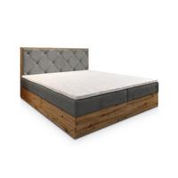 BOXBETT FOSCO 180x200 cm mit Matratze und Topper - Grau - Grau, Holz (180/200cm) - MASSENO