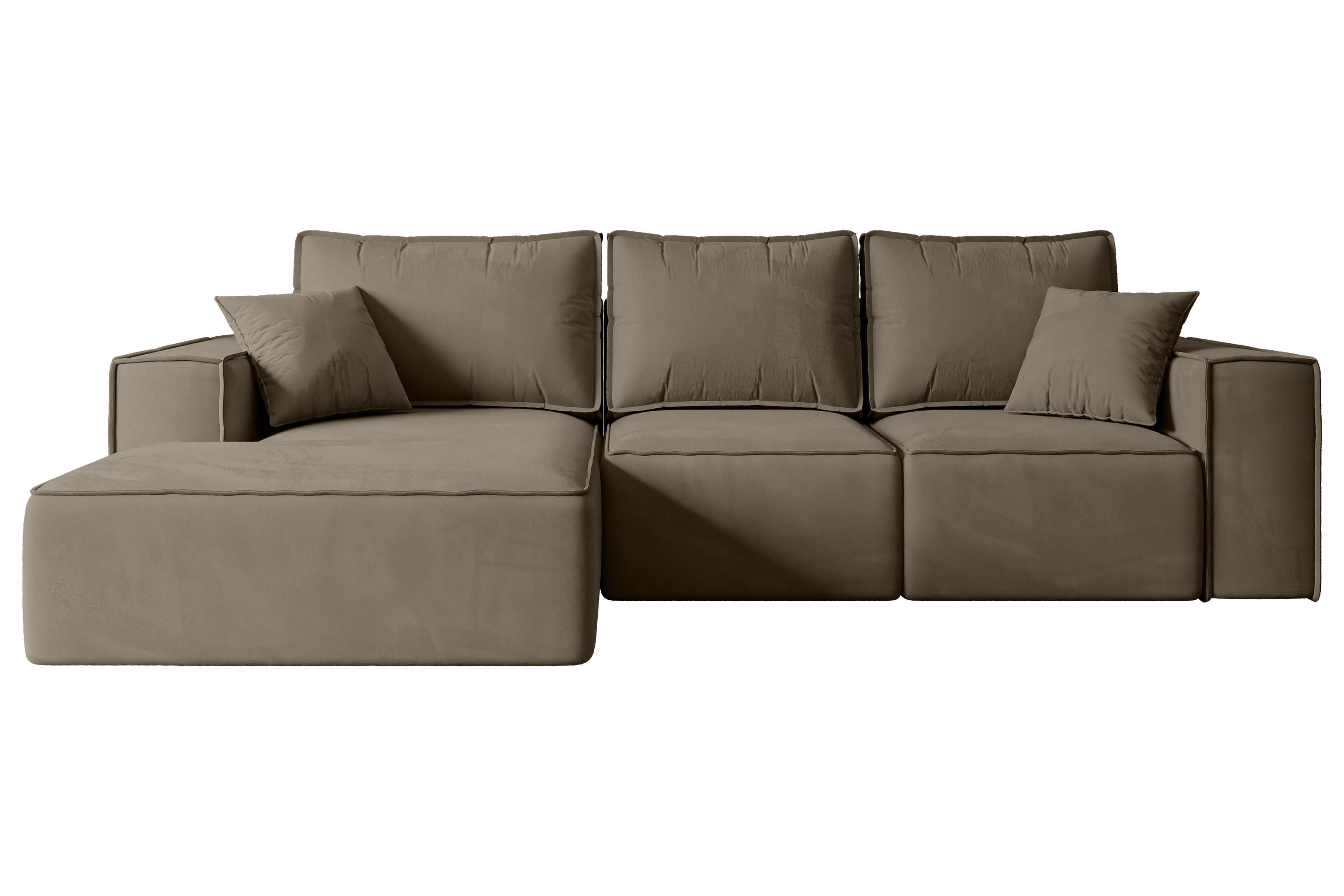 ECKSOFA mit Schlaffunktion und Bettkasten SERRA-L-S - 266x161x87 cm Braun Velours - Schwarz/Braun, Holzwerkstoff/Kunststoff (266/161cm) - ALTDECOR