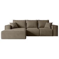 ECKSOFA mit Schlaffunktion und Bettkasten SERRA-L-S - 266x161x87 cm Braun Velours - Schwarz/Braun, Holzwerkstoff/Kunststoff (266/161cm) - ALTDECOR