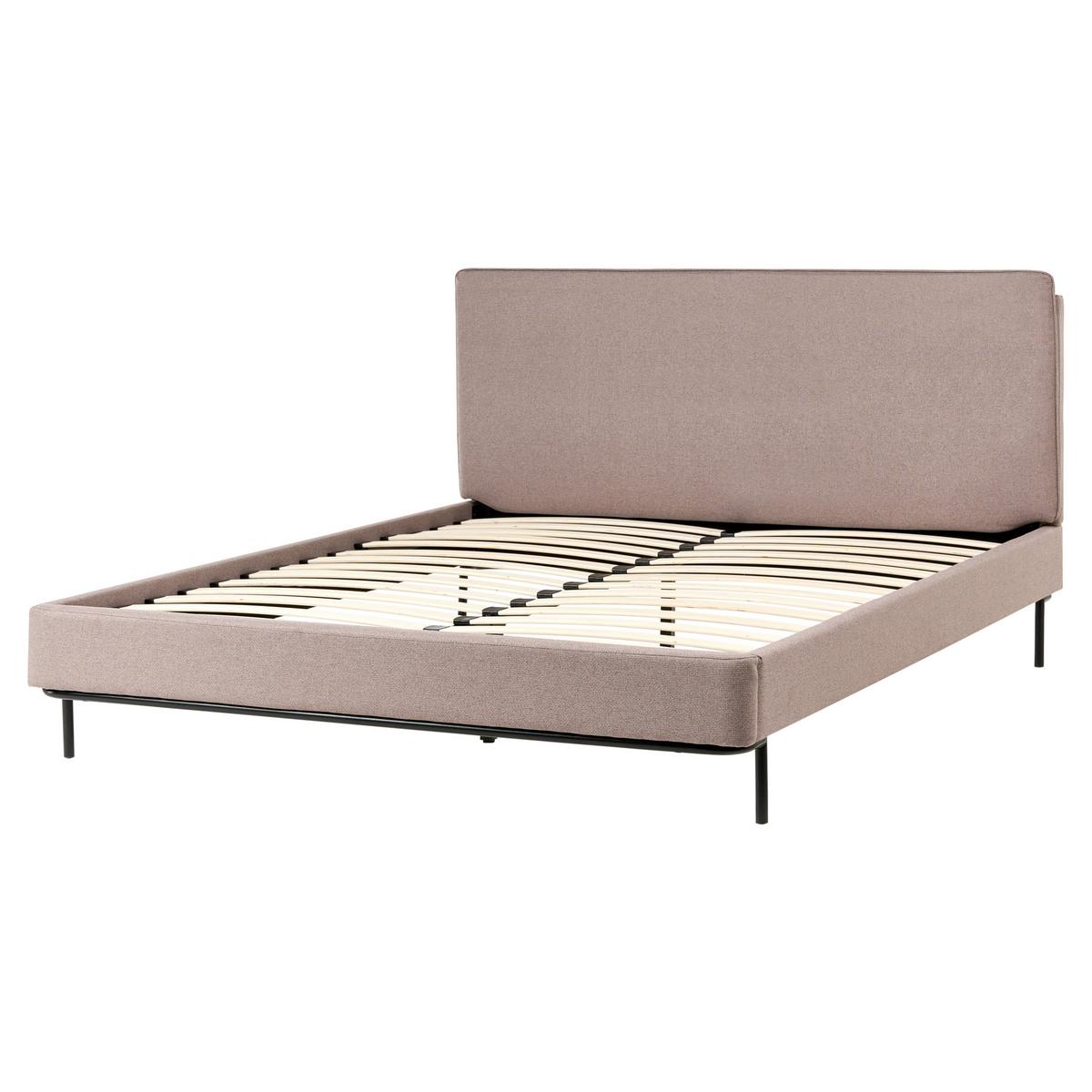 BETT mit Lattenrost 160/200 cm Taupe Corio - Taupe/Schwarz, Textil (160/200cm) - Beliani