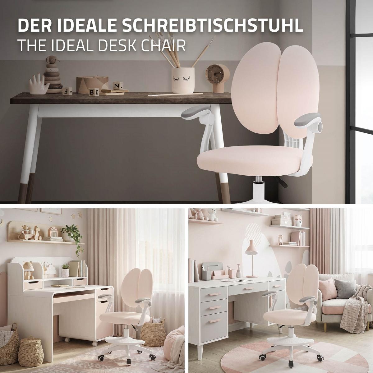 KINDERSCHREIBTISCHSTUHL Beige 95-107 cm aus Polyester - Beige/Weiß, Kunststoff/Textil (53/107/53cm) - ML-DESIGN