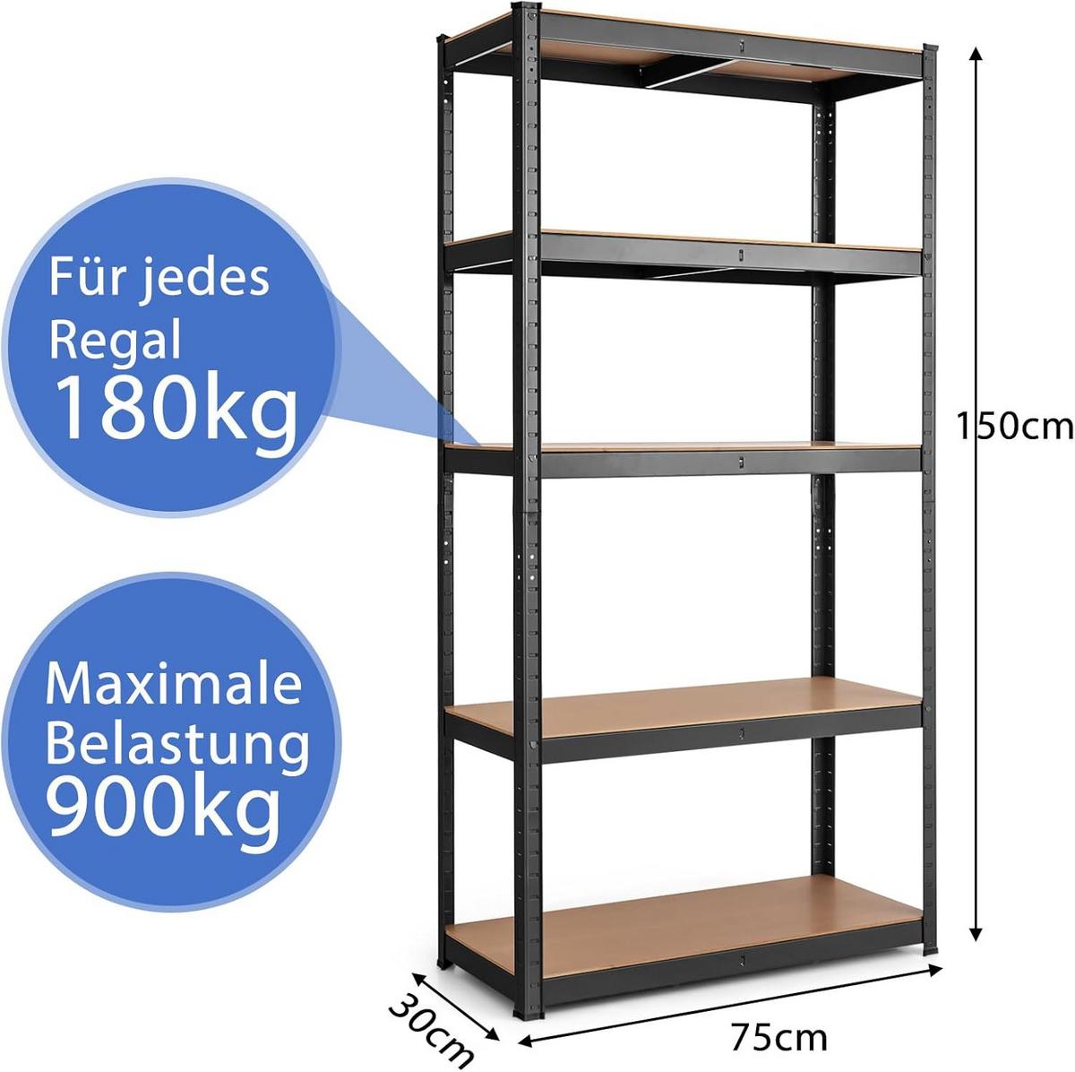LAGERRGAL Schwarz - Schwarz, Holz (75/150/30cm) - COSTWAY