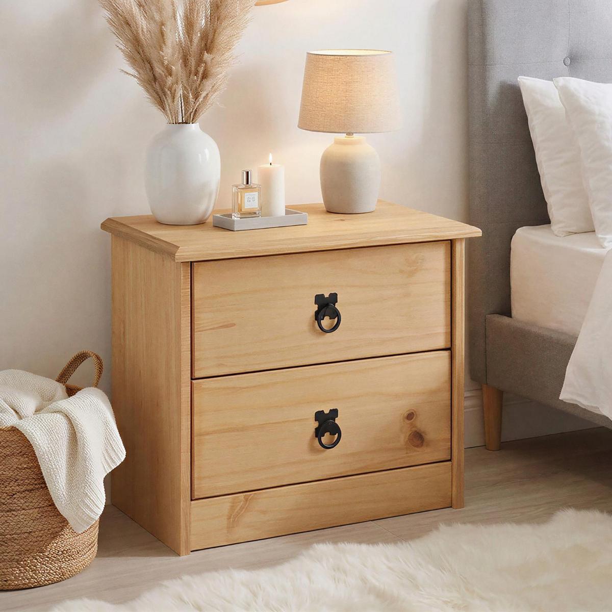 NACHTKOMMODE BARRIO - Naturfarben, Holz (48/41/37cm) - CARO-Möbel