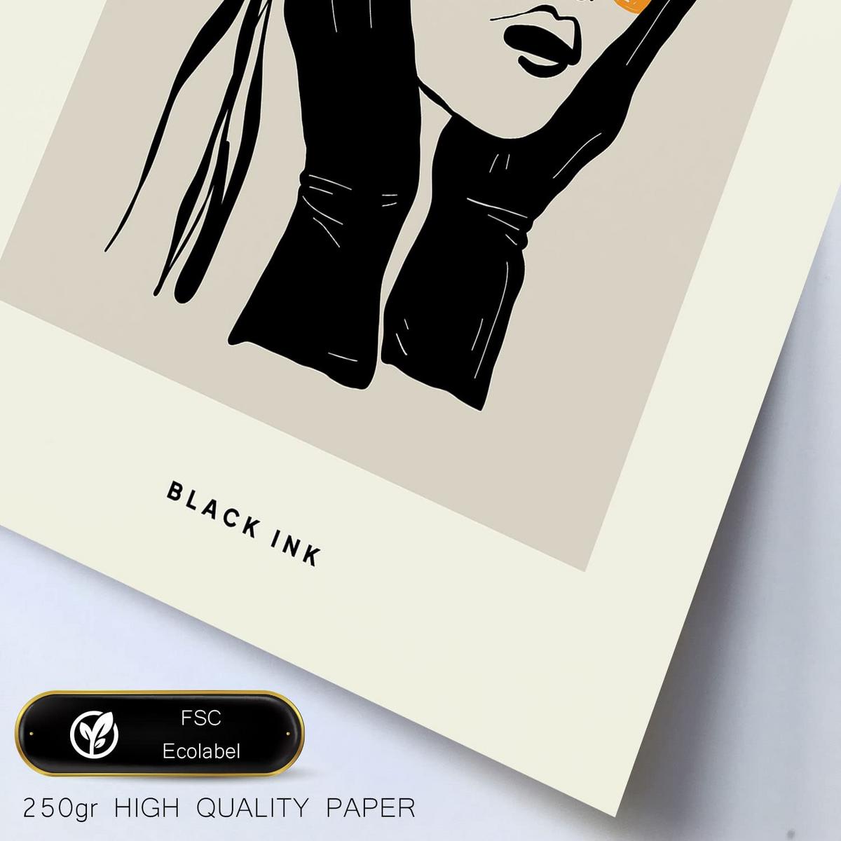 POSTER Set Mit 6 In Schwarzer Tinte Anspruchsvoll Künstlerische Und Abstrakte Drucke Für Innenarchitektur A3 & A4 Schwarzer Rahmen - Schwarz, Papier (29/3cm) - Nacnic