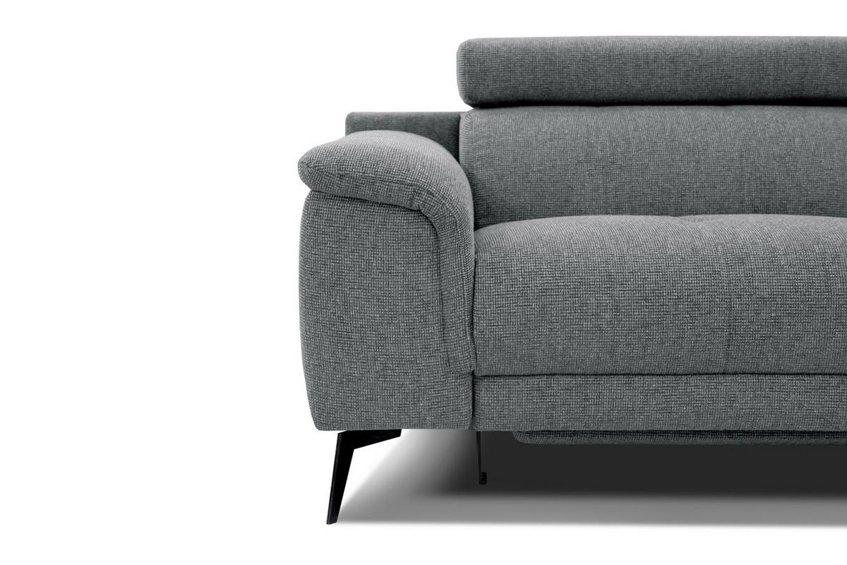 RELAXSOFA FIERO 3-Sitzer mit 1 Relaxfunktion, grau - Schwarz/Grau, Holzwerkstoff/Textil (212/82/103cm) - Wozimo
