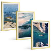 BILDER SET 3er Set - 40x60 cm Goldrahmen - Meerblick, Klippen, Häfen - Goldfarben, Kunststoff (40/60cm) - TULUP