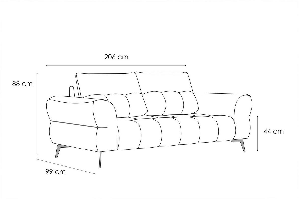 SOFA SALVINI 2,5-Sitzer, graphitfarben - Graphitfarben/Schwarz, Holzwerkstoff/Textil (176/88/99cm) - Wozimo
