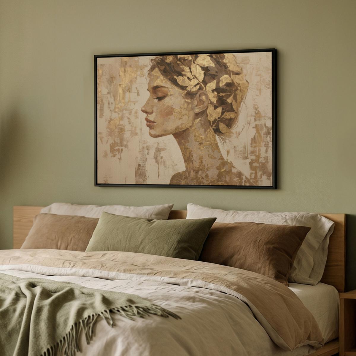 LEINWAND Bilder mit Rahmen - Frau - Gold - Abstrakt - Textur - 80x60 - Goldfarben, Textil (80/60cm) - MuchoWow