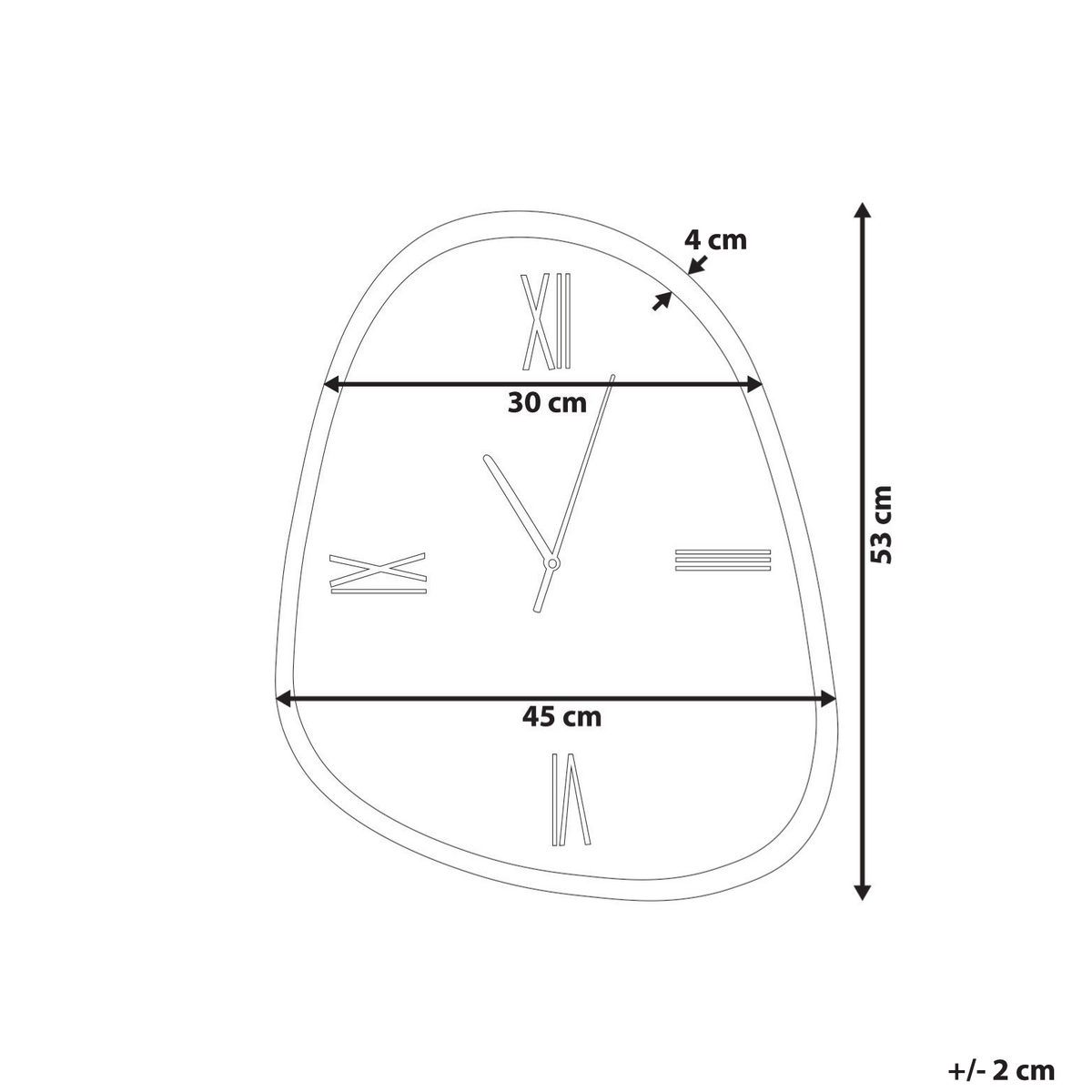WANDUHR Dunkelbraun Castalla - Silberfarben/Schwarz, Glas (45/53/4cm) - Beliani