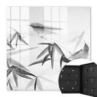SCHLÜSSELBOX Schwarz 30x30 cm- Türöffnung nach rechts - Bambus Natur - Weiß, Metall (30/30/5cm) - TULUP