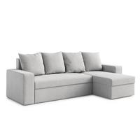 ECKSOFA L Form Climpy Hellgrau 242/145/98 cm – mit Schlaffunktion und Bettkasten - Hellgrau/Schwarz, Kunststoff/Textil (242/145cm) - AX Living