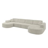 WOHNLANDSCHAFT MARI-U2 - 388x171x79 cm Creme Cord - Hellgrau/Creme, Holzwerkstoff/Kunststoff (388/79/171cm) - ALTDECOR