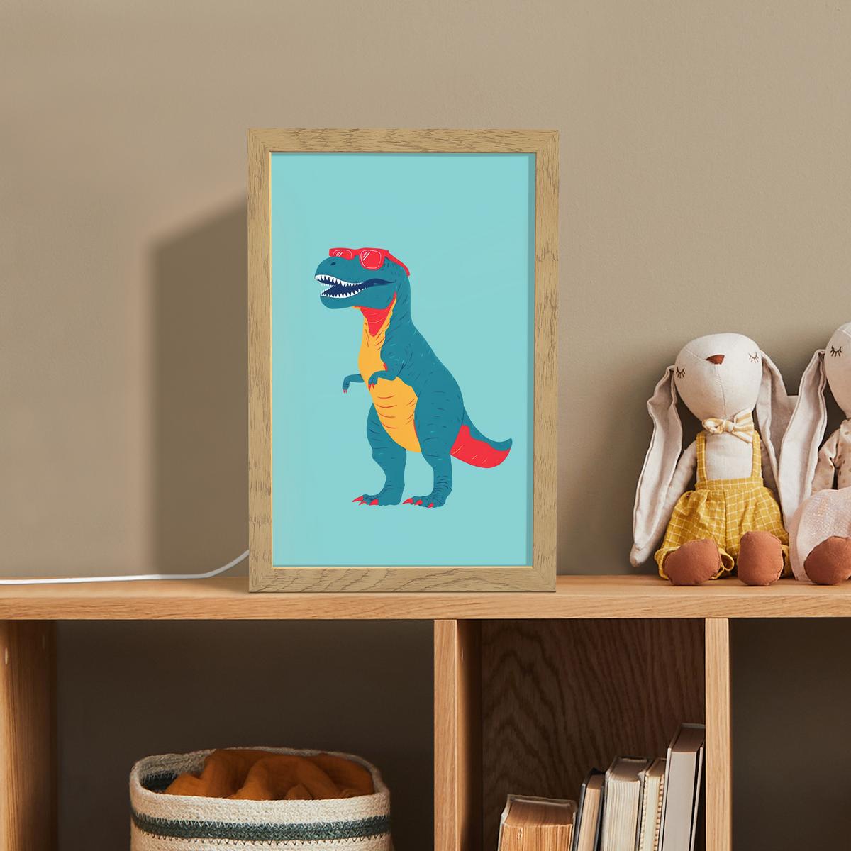 NACHTTISCHLAMPE Dinosaurier - Blau - Sonnenbrille 20x30 cm - Hellblau, Holzwerkstoff (8/20/30cm) - OnlyWow
