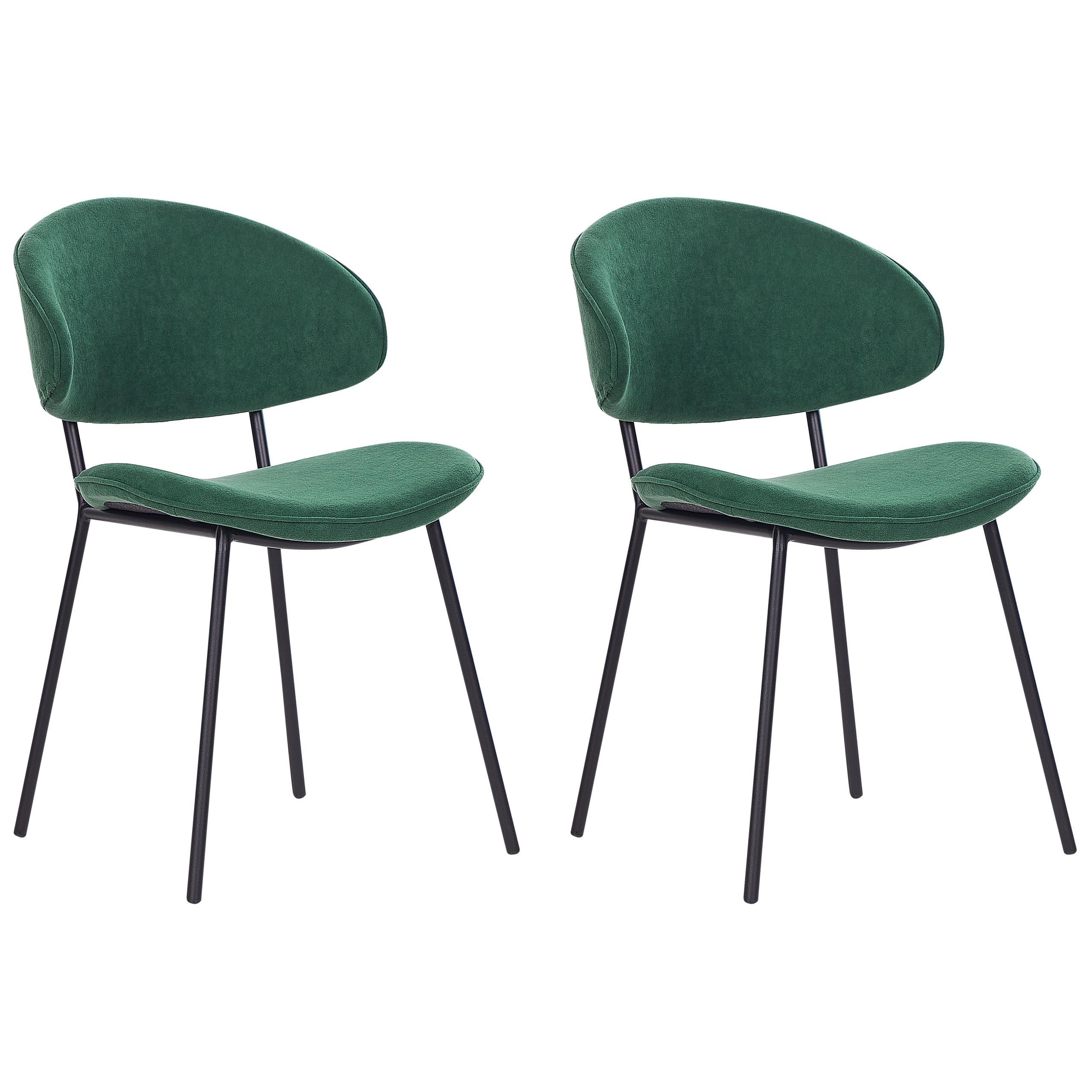 ESSZIMMERSTUHL 2er-Set Polsterbezug Grün Kiana - Grün, Textil/Metall (50/81/59cm) - Beliani