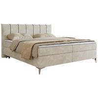 BOXBETT DRINEA 140/200 - Hellbeige Velours - H4 - Beige, Textil (140/200cm) - MKS