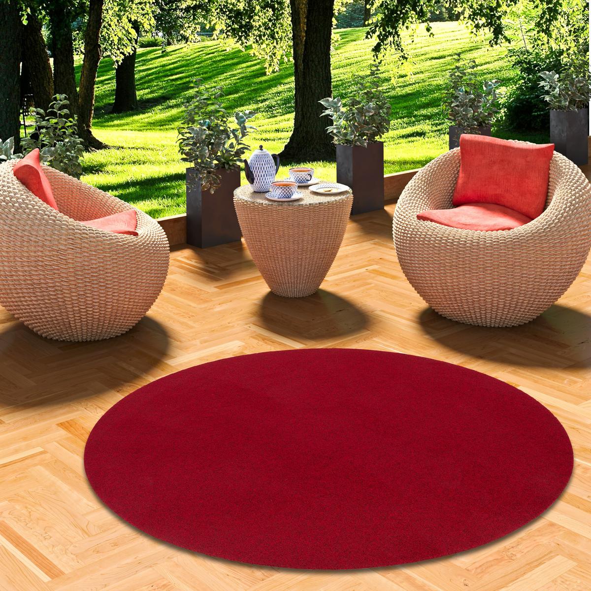 KUNSTRASEN RASENTEPPICH MIT NOPPEN KINGSTON RUND - Rot, Textil (200/200cm) - Snapstyle